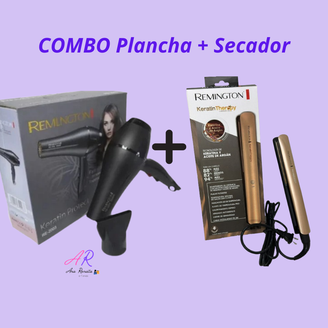 Plancha Keratina mas Secador Remington