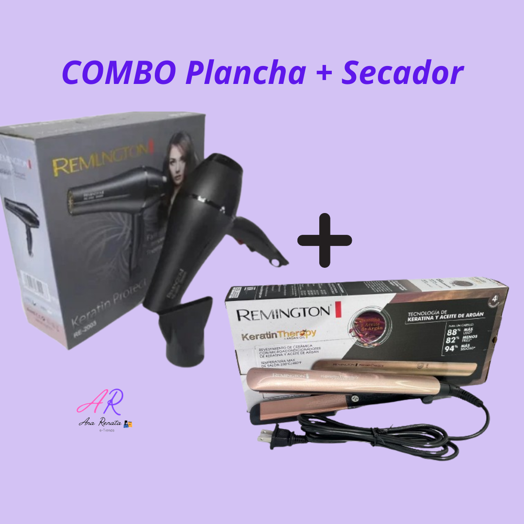 Plancha Keratina mas Secador Remington