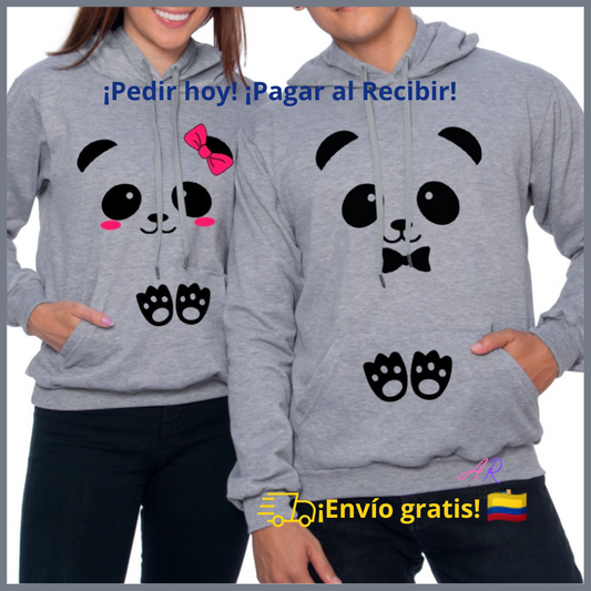 Buzos, Hoodies Pareja Ositos Gris