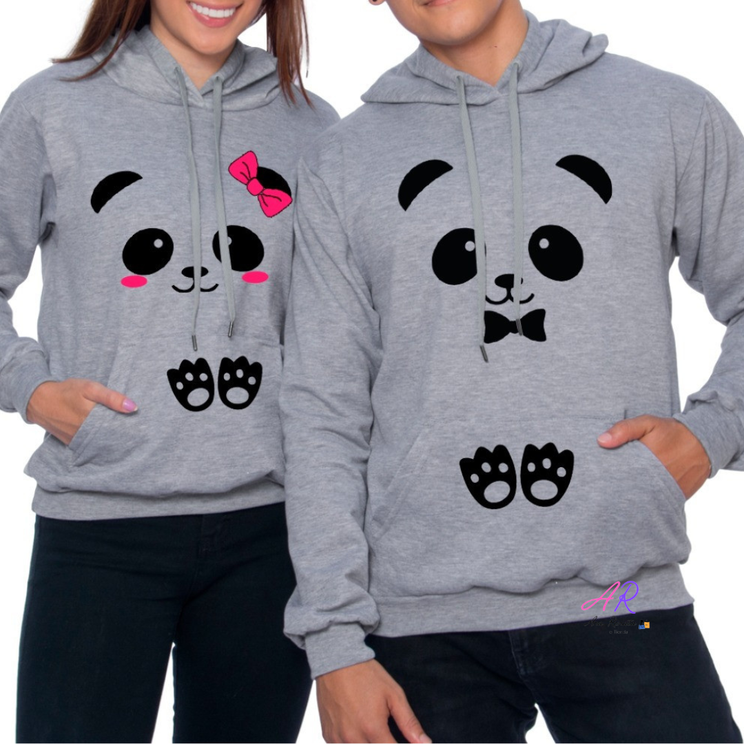 Buzos, Hoodies Pareja Ositos Gris